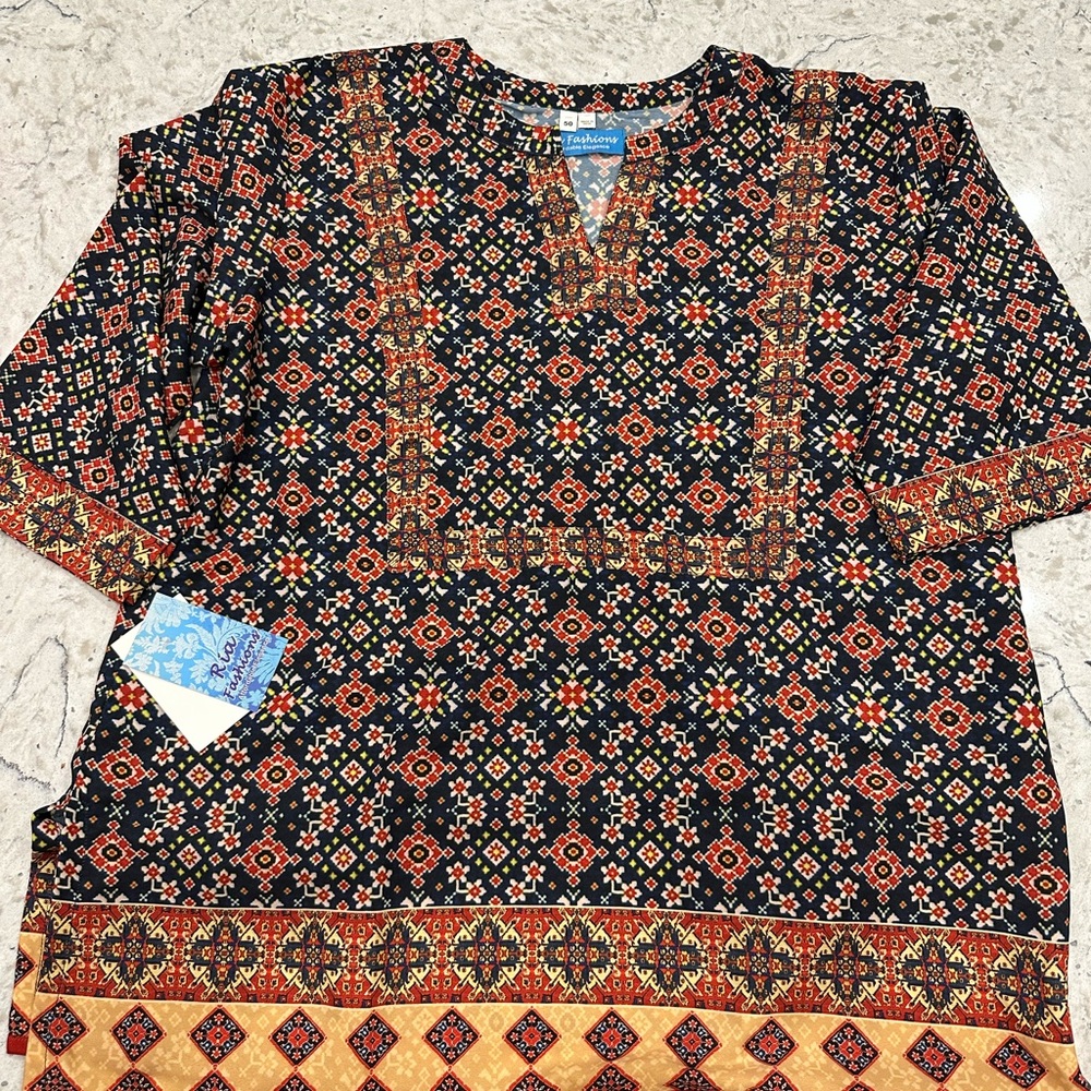 Indian Kurti top  for women (Bollywood). Multicolor. Hand wash. One of a kind!
